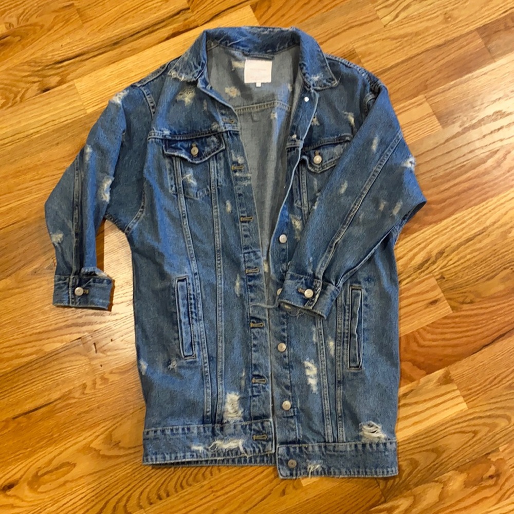 Zara Blue Distressed Jean Jacket